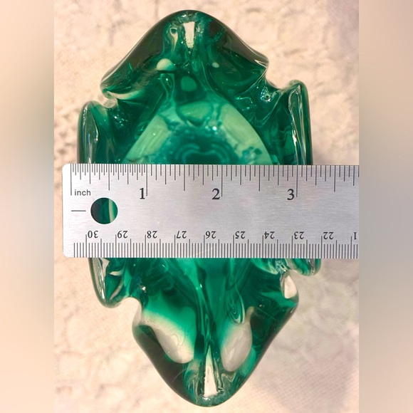 Sklo Union Chribska Glassworks 'Cats Head' Vase by Josef Hospodka Green & Amber - Picture 14 of 16